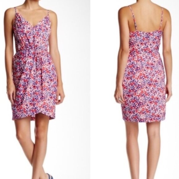 Yumi Kim Pink White Blue Floral Print Dress Spaghetti Strap Size Medium Women's - Picture 1 of 13